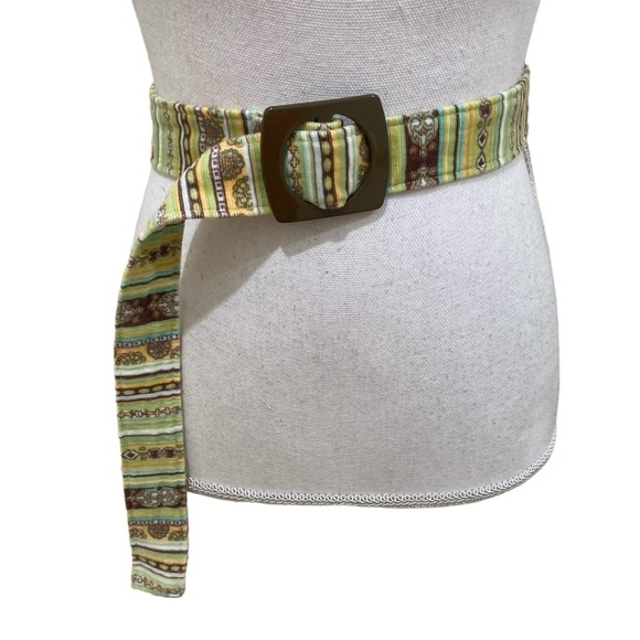 Fashion Doll striped corduroy adjustable belt chartreuse/brown/turquoise medium - Picture 3 of 8